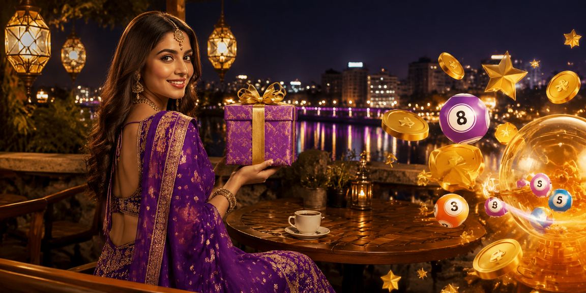 Ahmedabad riverfront visitor participating in Indian lottery games on mobile